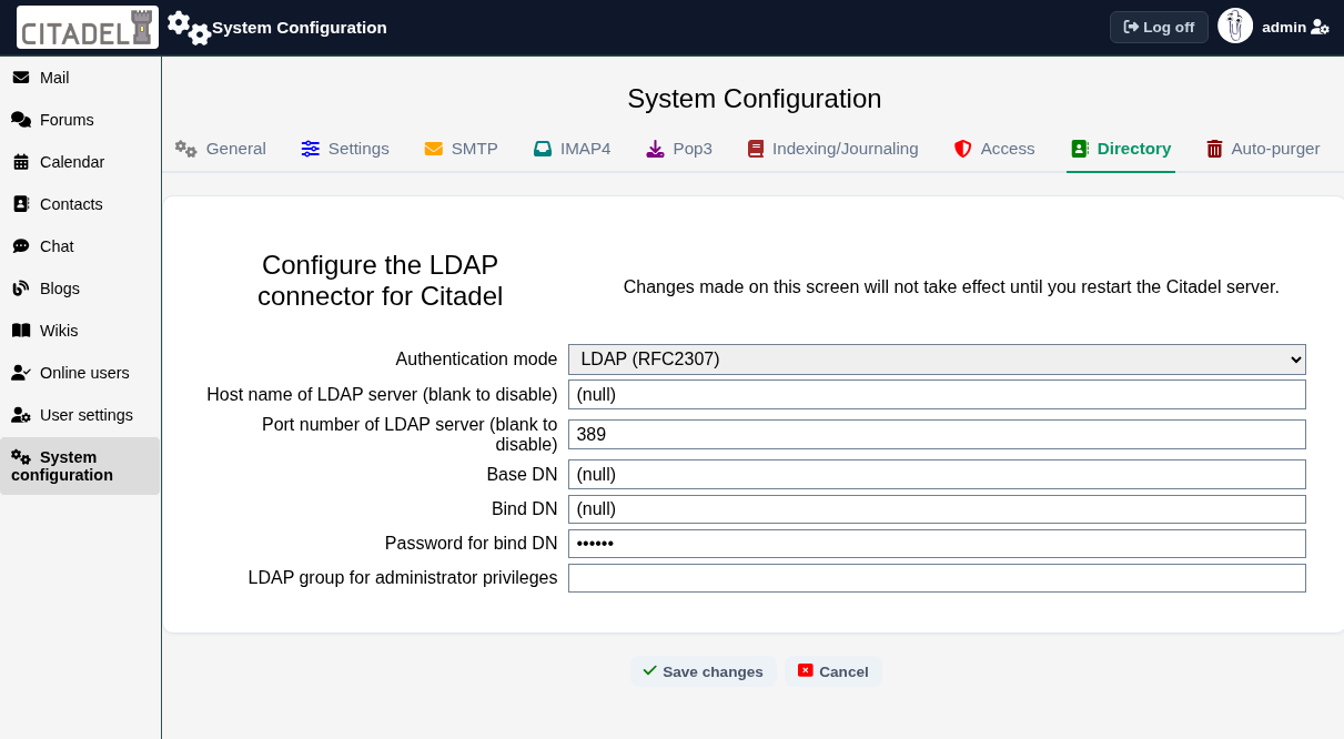 Configure the LDAP connector in WebCit