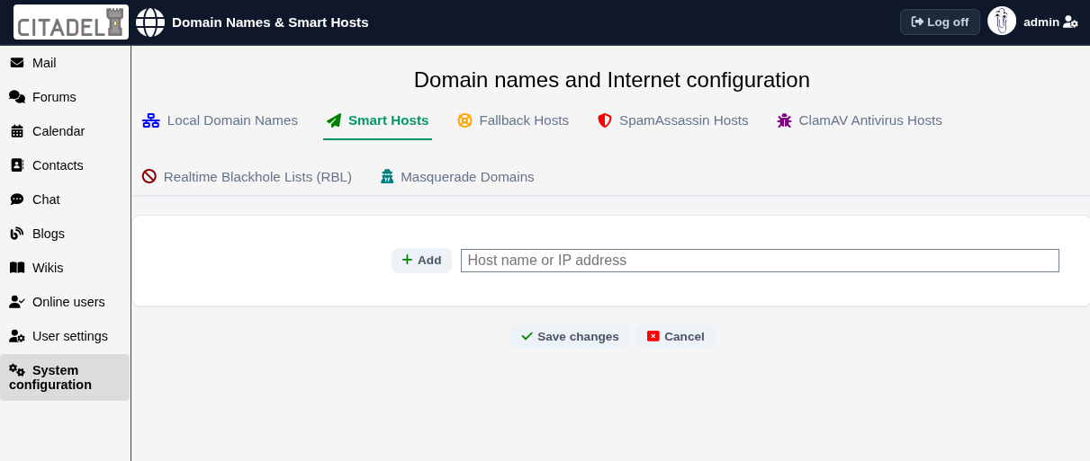 Configuring Smart hosts in WebCit